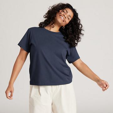 Allbirds Allgood Bomulds T Shirts Dame Mørkeblå | DK4308FM